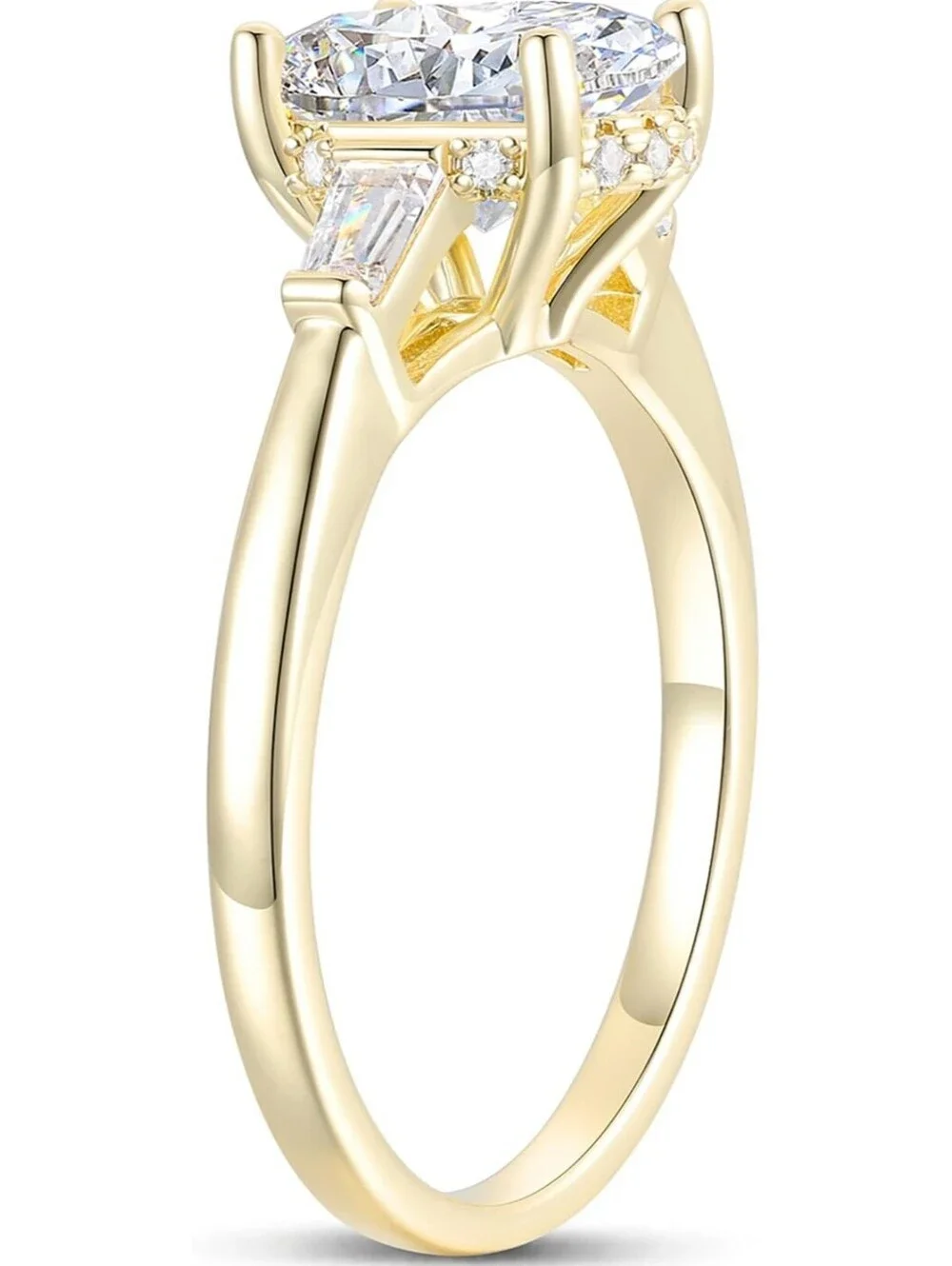 14K Gold 2CT Oval Moissanite Three Stone Engagement Ring Size 8